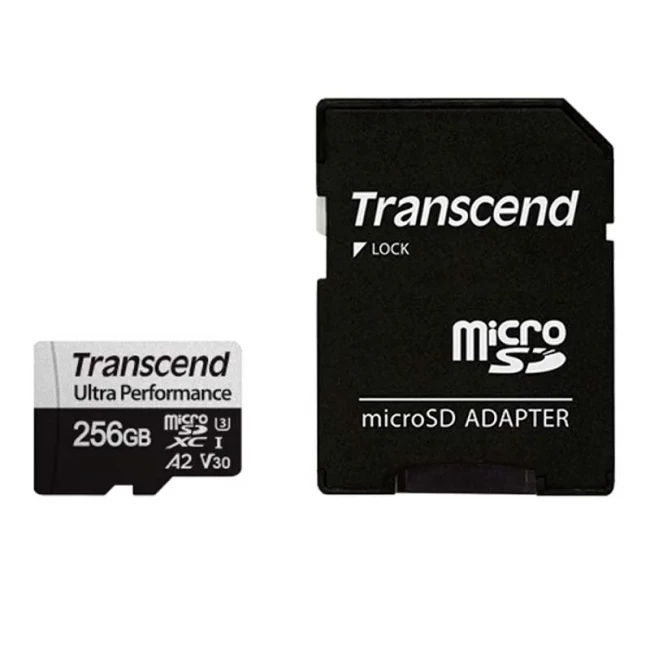 Карта памяти Transcend microSD 256GB C10 UHS-I U3 A2 R160/W125MB/s + SD (TS256GUSD340S)
