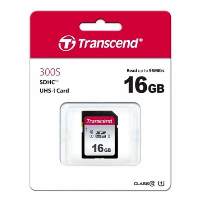 Карта памяти Transcend SD 16GB C10 UHS-I R95/W10MB/s (TS16GSDC300S)