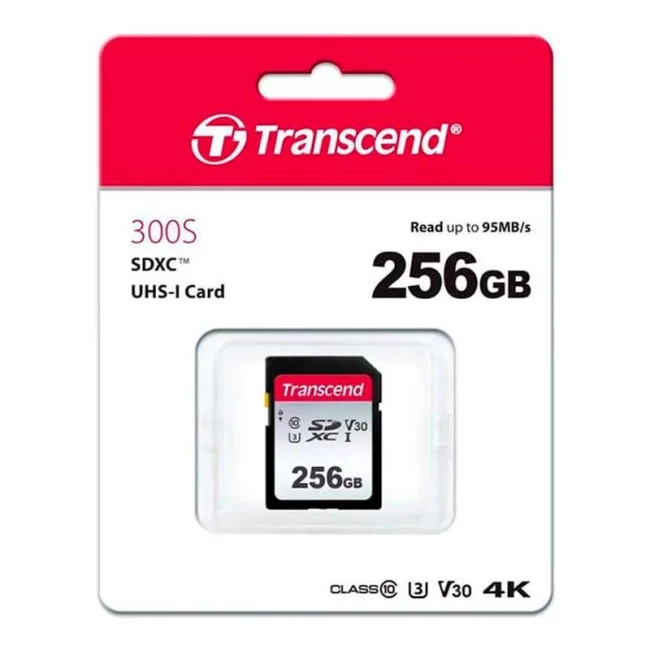 Карта памяти Transcend SD 256GB C10 UHS-I R100/W40MB/s (TS256GSDC300S)