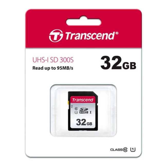 Карта памяти Transcend SD 32GB C10 UHS-I R100/W20MB/s (TS32GSDC300S)