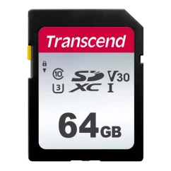 Карта памяти Transcend SD 64GB C10 UHS-I R100/W20MB/s (TS64GSDC300S)