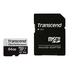 Карта пам'яті Transcend microSD 64GB C10 UHS-I U3 A2 R160/W80MB/s + SD