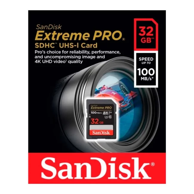 Карта памяти SanDisk SD 32GB C10 UHS-I U3 R100/W90MB/s Extreme Pro V30 (SDSDXXO-032G-GN4IN)
