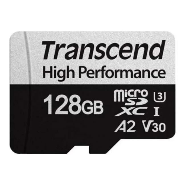 Карта памяти Transcend microSD 128GB C10 UHS-I U3 A2 R160/W125MB/s + SD (TS128GUSD340S)