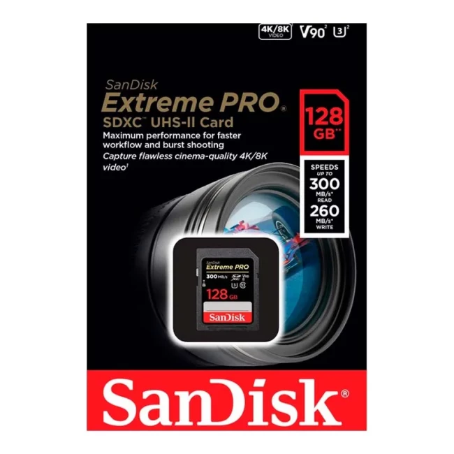 Карта памяти SanDisk SD 128GB C10 UHS-II U3 V90 R300/W260MB/s Extreme Pro (SDSDXDK-128G-GN4IN)