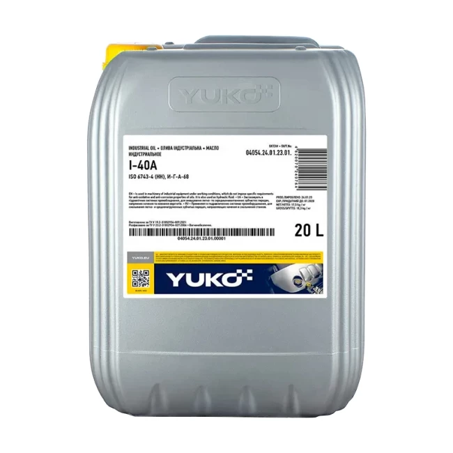 Моторное индустриальное масло YUKO И-40А 20 л/17,5 кг (45Y)