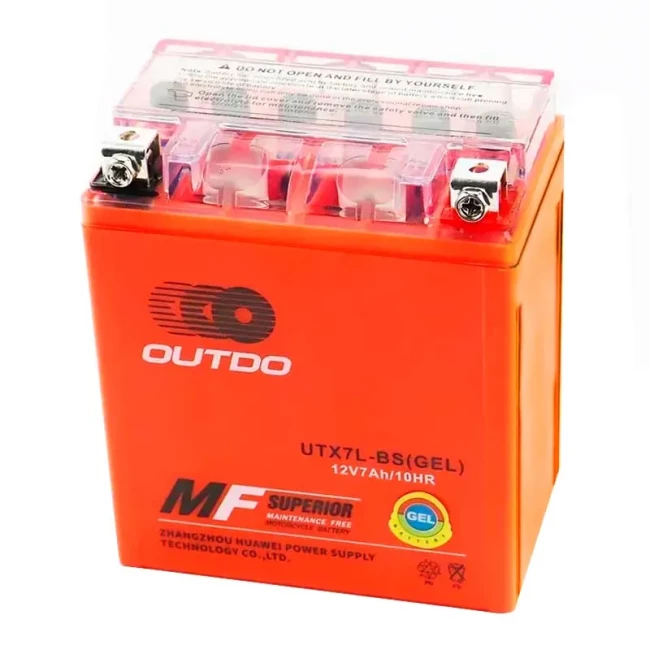 Мото аккумулятор OUTDO MOTO GEL 6СТ-7Ah АзЕ (UTX7L-BS)