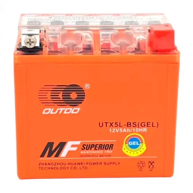 Мото аккумулятор OUTDO MOTO GEL 6СТ-5Ah АзЕ (UTX5L-BS)