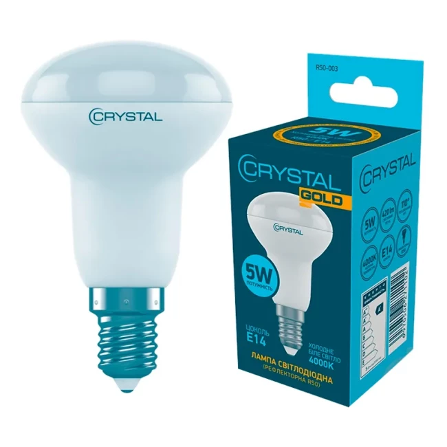 Лампа светодиодная Crystal Gold 5W E14 4000K (R50-003)