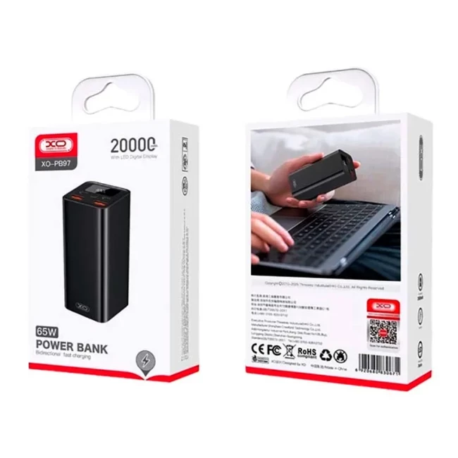 Внешний аккумулятор XO PB97 20000mAh PD65W Black (PB97_Black)