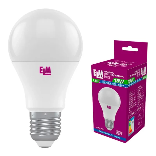 Лампа светодиодная стандартная ELM 15W E27 6500K (18-0195)