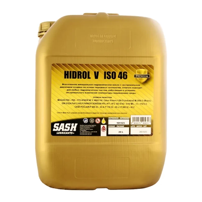 Гидравлическое масло SASH Hidrol V ISO 46 20л (101123)