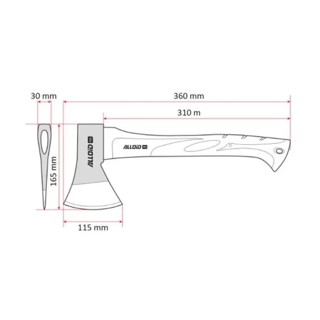 Топор Alloid, рукоятка из древесины гикори 800 г, 36 см (AW-8082800/62463)
