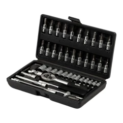 Набор насадок торцевых CrV 1/4” с трещоткой Mastertool, 46шт в кейсе