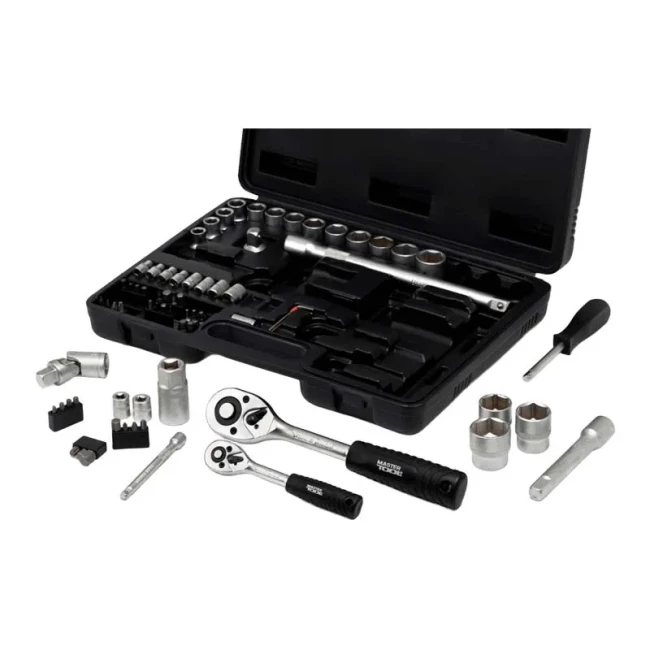 Набор насадок торцевых CRV 1/4" и 1/2" с трещоткой Mastertool, 72шт в кейсе (78-7072)