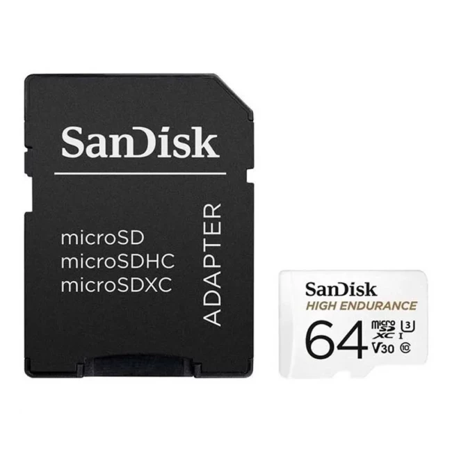 Карта памяти SanDisk MicroSDXC 64GB UHS-I/U3 Class 10 High Endurance R100/W40MB/s + SD-adapter (SDSQQNR-064G-GN6IA)