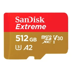 Карта памяти SanDisk microSD 512GB C10 UHS-I U3 R190/W130MB/s Extreme V30 + SD