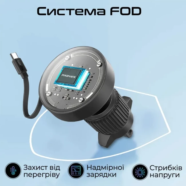 Автомобильный держатель для телефона магнитный с беспроводной зарядкой Promate MagDrive-R Black (magdrive-r)
