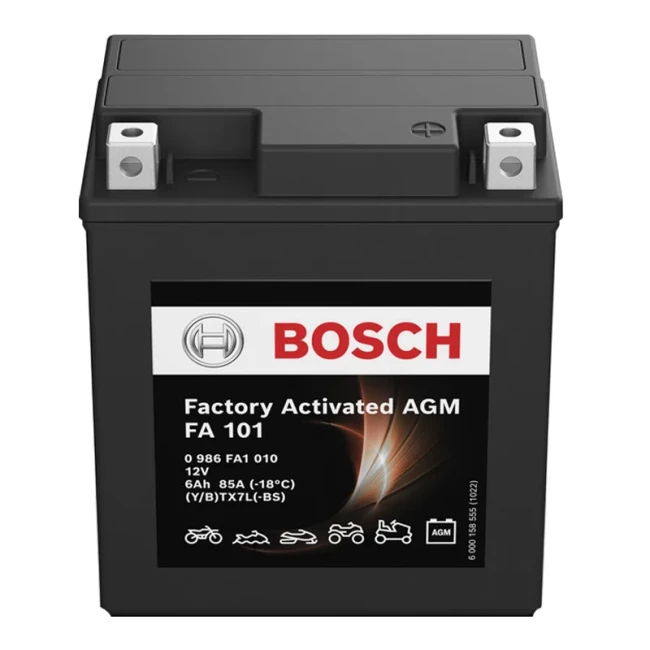 Мото аккумулятор BOSCH Factory Activated AGM 6СТ-6Ah АзЕ (0 986 FA1 010)