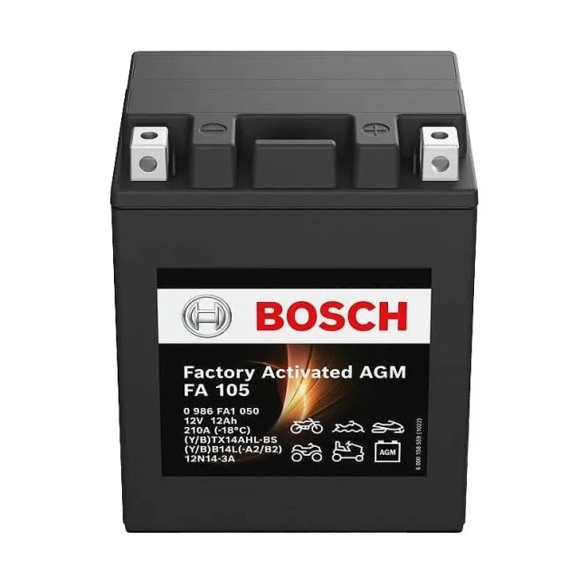 Мото акумулятор BOSCH FA 105 6СТ-12Ah АзЕ (0 986 FA1 050) Мото акумулятор BOSCH FA 105 6СТ-12Ah АзЕ (0 986 FA1 050)