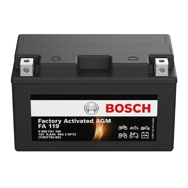 Мото аккумулятор BOSCH FA 119 6СТ-6.5Ah Аз (0 986 FA1 190)