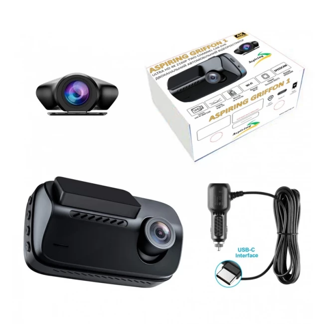 Видеорегистратор Aspiring Griffon 1 UHD 4K Speedcam Dual Wi-Fi GPS (GR1-4KSDWG)