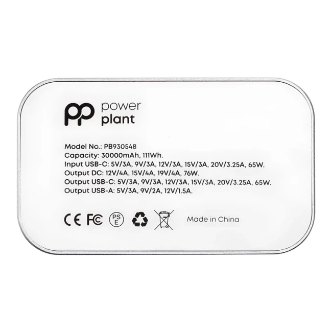 Универсальная мобильная батарея Power Plant 30000mAh PD 76W QC3.0 (PB930548)