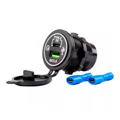 Автомобiльний зарядний пристрiй AMIO USB-A + USB-C 12/24V 95W