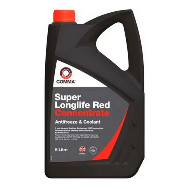 Антифриз COMMA SUPER LL G12+ -36 °C красный 5л