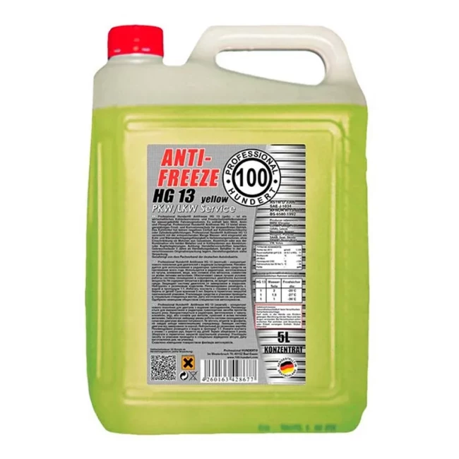 Антифриз Professional Hundert G13 A-F HG13 Concentrate -80°C желтый 5л