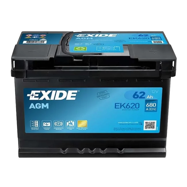 Автомобильный аккумулятор EXIDE AGM 6CT-62Ah Start-Stop АзЕ (EK620)
