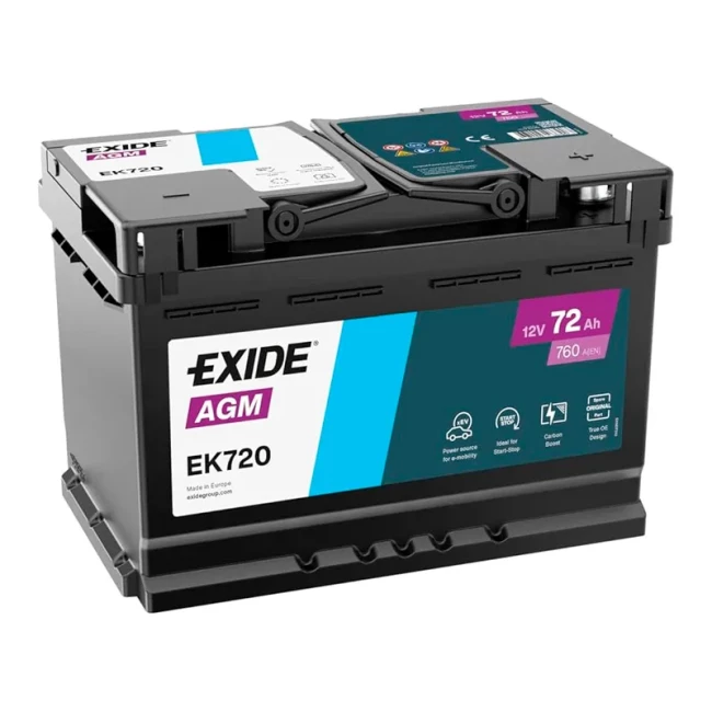 Автомобільний акумулятор EXIDE AGM 6CT-72Ah Start-Stop АзЕ (EK720)