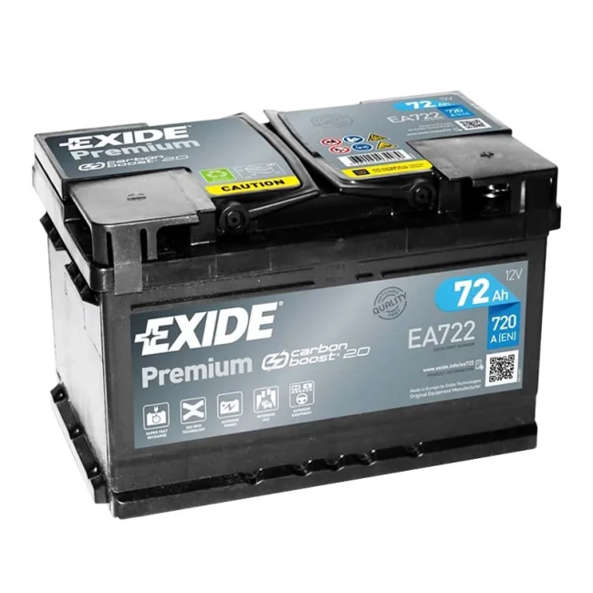 Автомобільний акумулятор EXIDE Premium 6СТ-72Ah АзЕ (EA722)