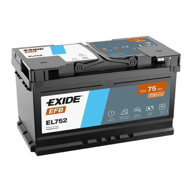 Автомобильный аккумулятор EXIDE EFB 6СТ-75Ah Start-Stop АзЕ (EL752)