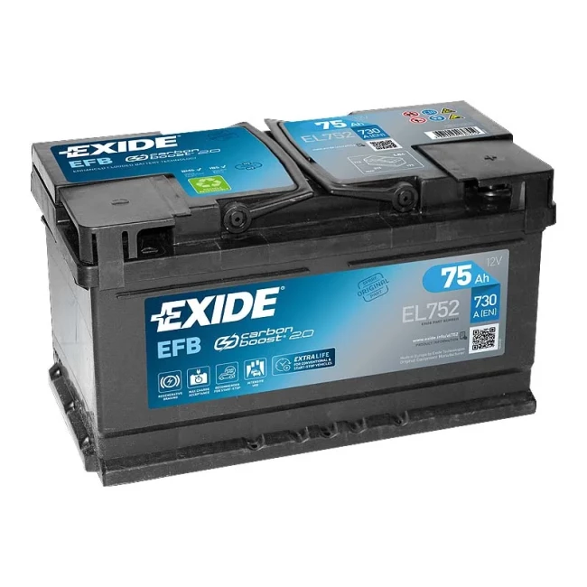 Автомобильный аккумулятор EXIDE EFB 6СТ-75Ah Start-Stop АзЕ (EL752)