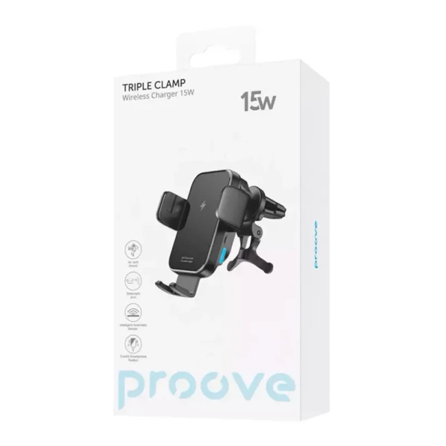 Автомобильный держатель Proove Triple Clamp 15W Black (479210001/WHTC15010001)