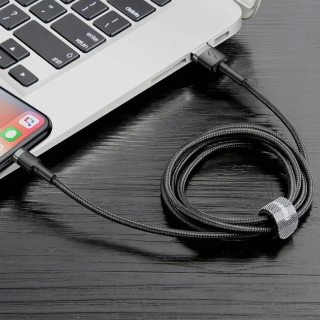 Кабель Baseus Cafule Cable USB to Lightning 1.5A Серый/Черный 2м (CALKLF-CG1)