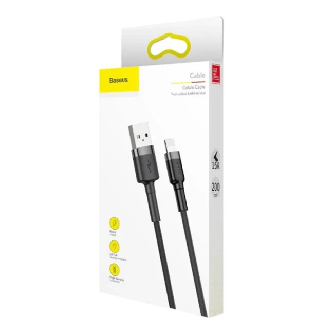 Кабель Baseus Cafule Cable USB to Lightning 1.5A Серый/Черный 2м (CALKLF-CG1)