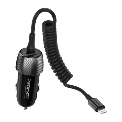 Автомобильное зарядное устройство с кабелем Promate Powerdrive-33pdci.black (059655)