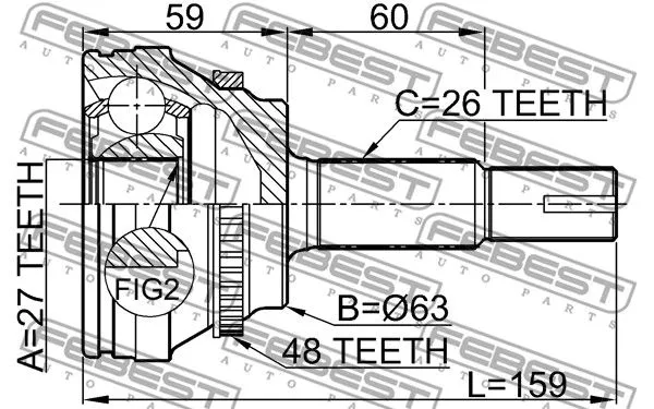 Febest 0110-ACV40A48 ШРУС