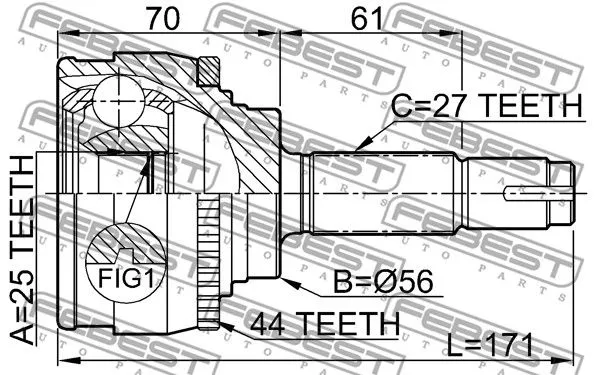 Febest 0210-016A44 ШРУС