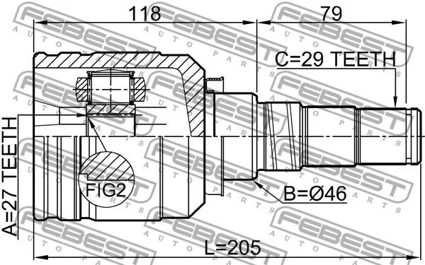 Febest 0211-CA33LH ШРКШ
