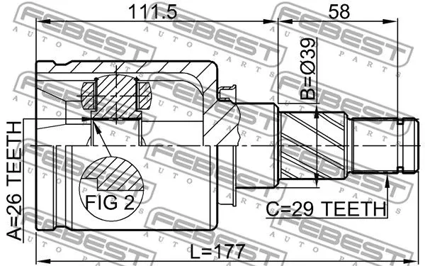 Febest 0211-T30LH ШРУС