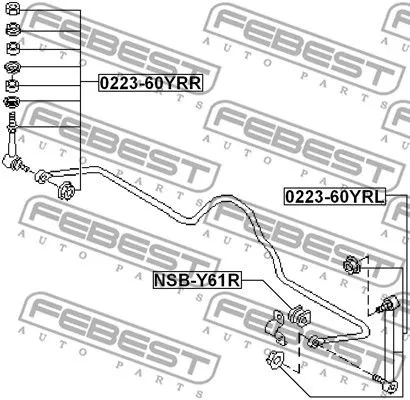 Febest 0223-60YRR Стійка стабілізатора