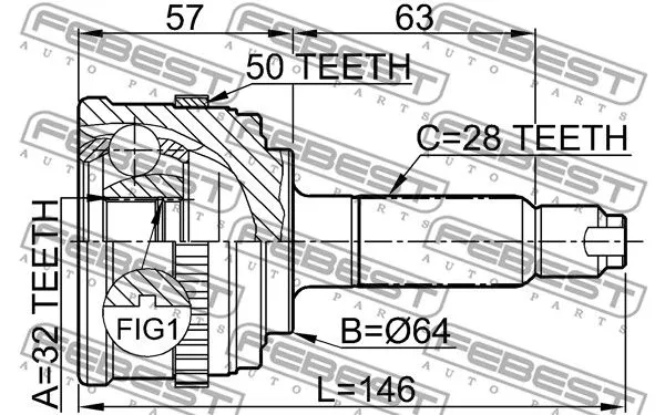 Febest 0310-033A50 ШРУС