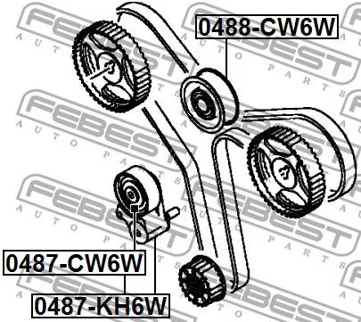 Febest 0487-KH6W Ролик натяжителя ремня ГРМ
