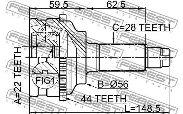 Febest 0510-038A44 ШРУС