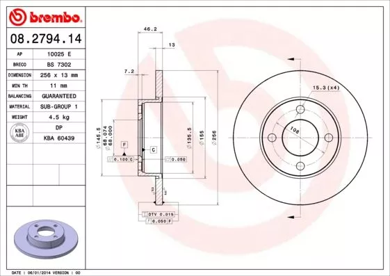 Brembo 08.2794.14 Гальмівні диски