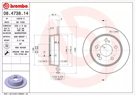 Brembo 08.4738.14 Тормозные диски