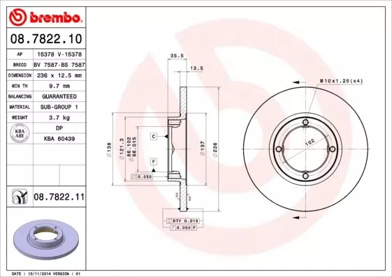 Brembo 08.7822.10 Диски